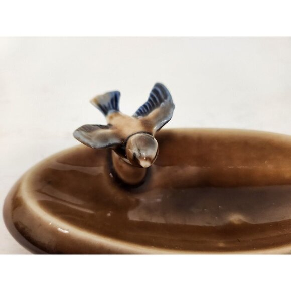Vintage Wade Bird Bath Trinket Dish Brown Ceramic Made in England 5.5" - Picture 2 of 9